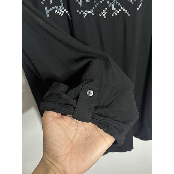 Faded Glory Embroidered Roll Tab Sleeve Peasant Top Women’s Size XL - Picture 5 of 6